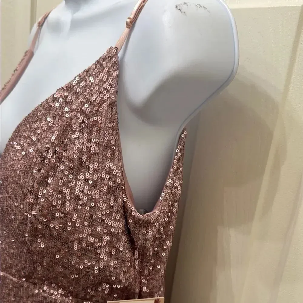 Emerald Sundae Pink Sequins Mini Cocktail Dress Padded Bra Adjustable Strap XXL